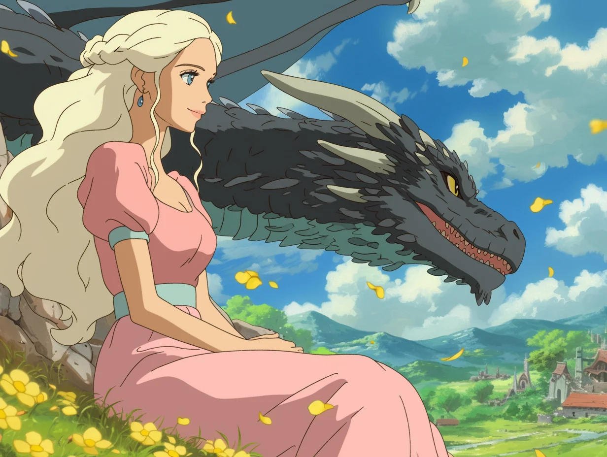 AI generated GhibliFantasy forest with sunlight through trees