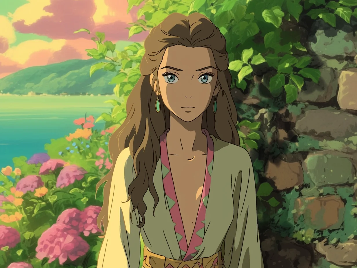 AI created GhibliFantasy enchanted waterfall in secret garden